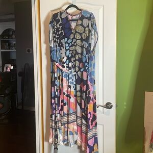 💙🩷🧡💛NWT Blank dress w/ belt, small P2P 21 Maxi V neck with pockets 💚🩵